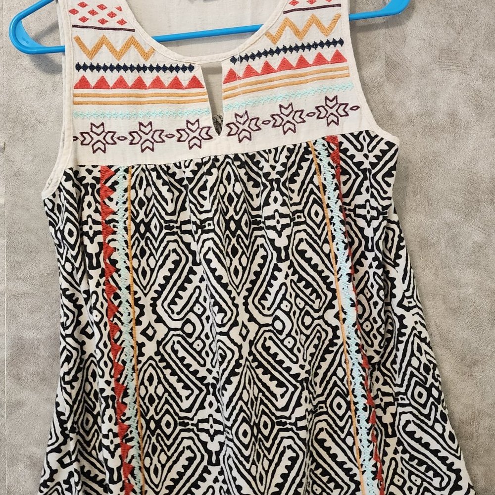 THML Embroidered Sleeveless Bohemian Design Top